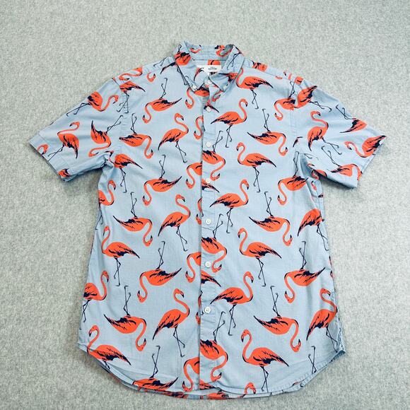 Button Up Shirt Bundle Men S Flamingo Tropical Short Sleeve Party Shirt Summer - Picture 3 of 15